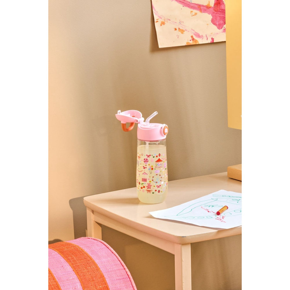 Køb Rice Pink Fun Fair Print Plastic Kids Drikkeflaske 550 Ml