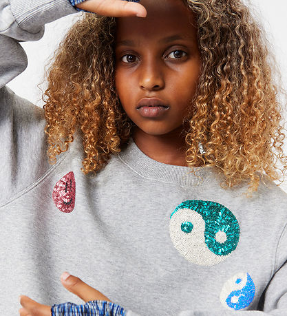 Molo Sweatshirt - Marge - Grey Melange m. Pailletten