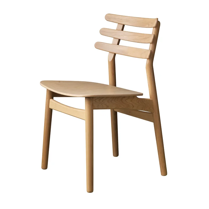 FDB Møbler - J48 Stuhl, Eiche matt lackiert / Leder cognac