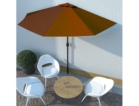 VIDAXL - Parasol de balcon et mât en aluminium terre cuite 300x150x2...