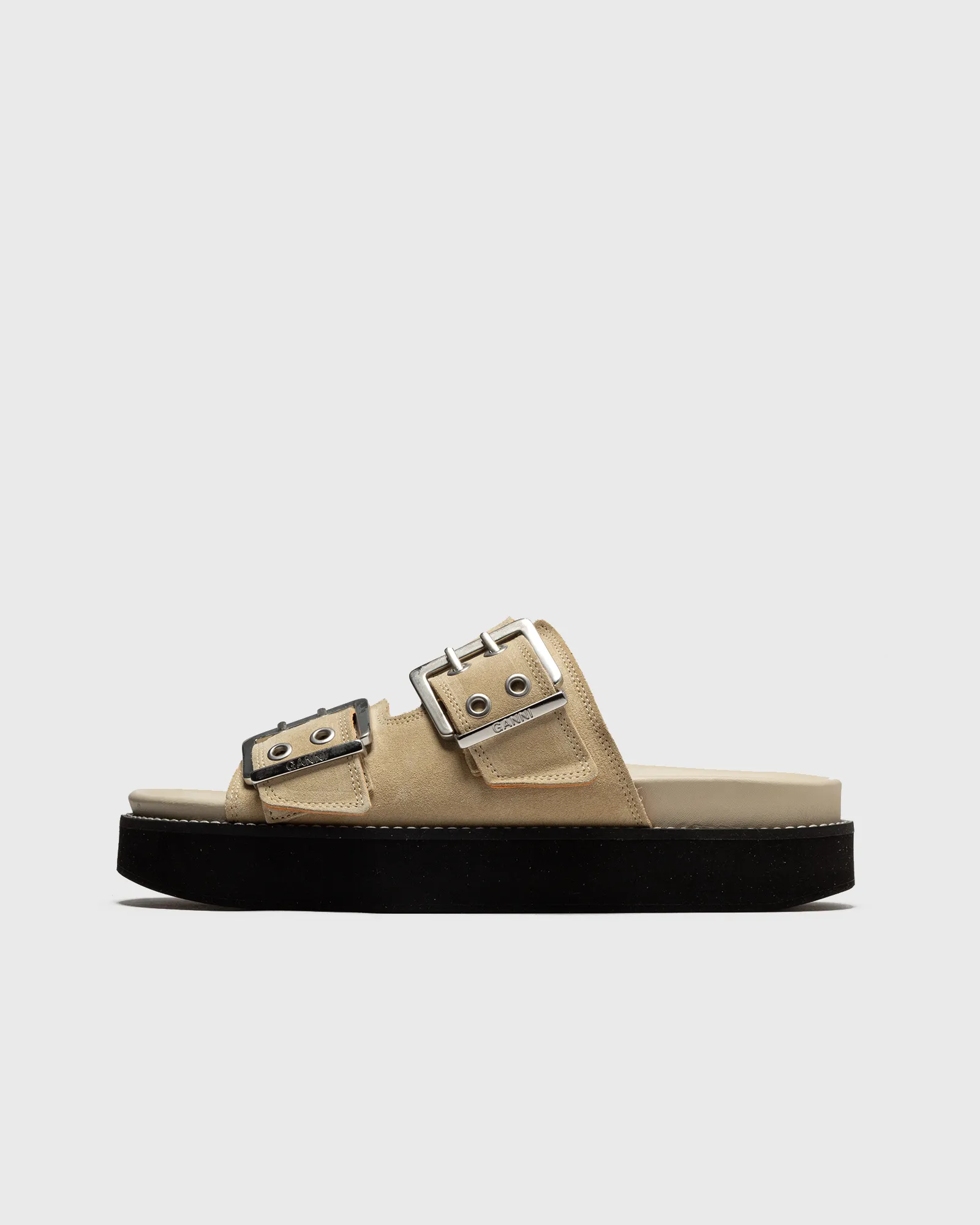 Ganni WMNS Wide Welt Chunky Buckle Flat Sandal Suede