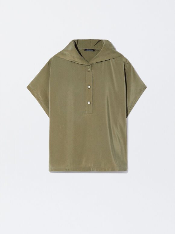Camisa com capuz fluida - Cáqui
