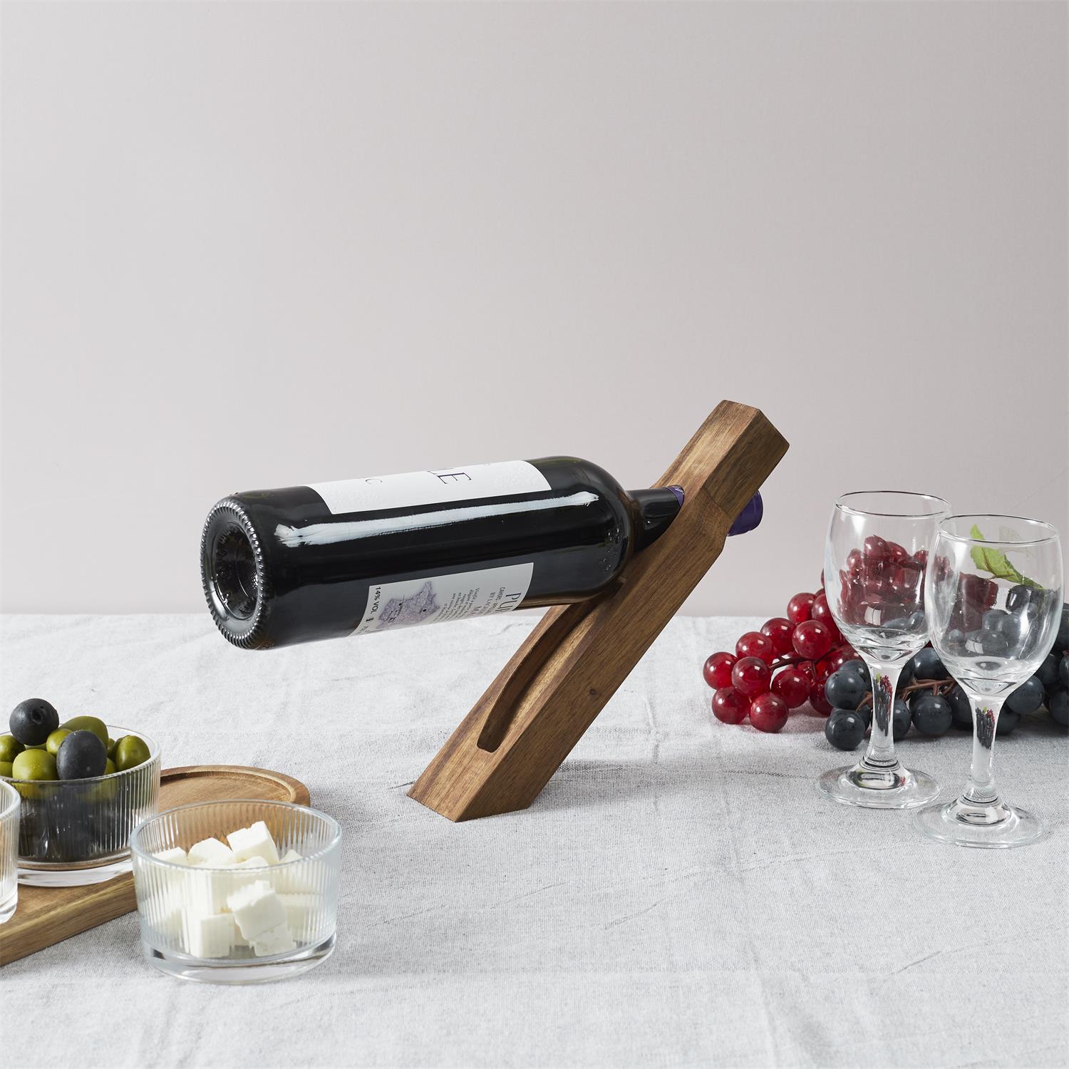SUPPORT BOUTEILLE ET TIRE BOUCHON ACACIA