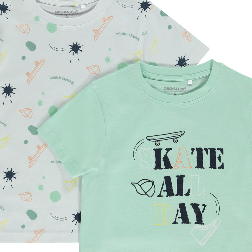 Lot de 2 t-shirts manches courtes fantaisie pour garçon