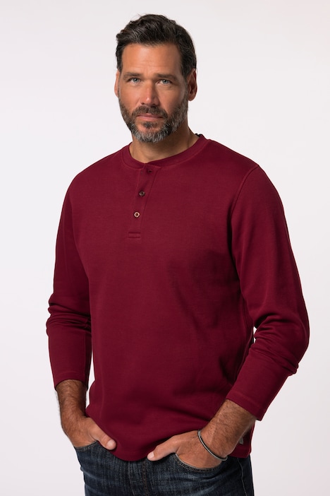 JP 1880 Henley, Langarm, Piqué, bis 8 XL