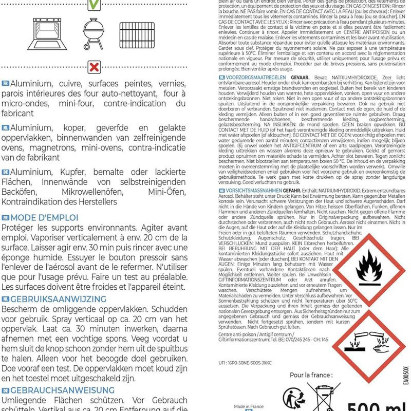 Décapant four et accessoires - aérosol - 500 ml