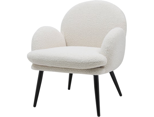 CONCEPT1 - Fauteuil tissu Lot de 2 F. Oreo blanc effet laine bouclette
