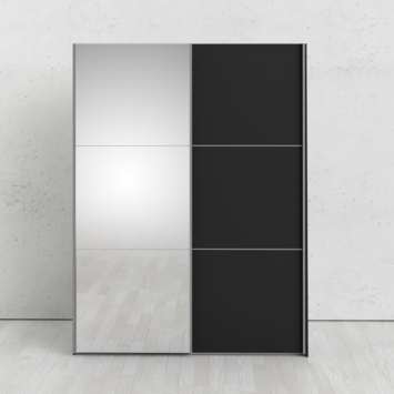 Kledingkast Janneke zwart met spiegel 202x152x64 cm