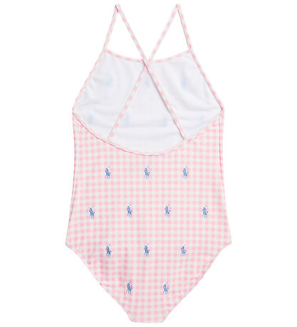 Polo Ralph Lauren Bådedragt - Pink/Hvidternet m. Logoer