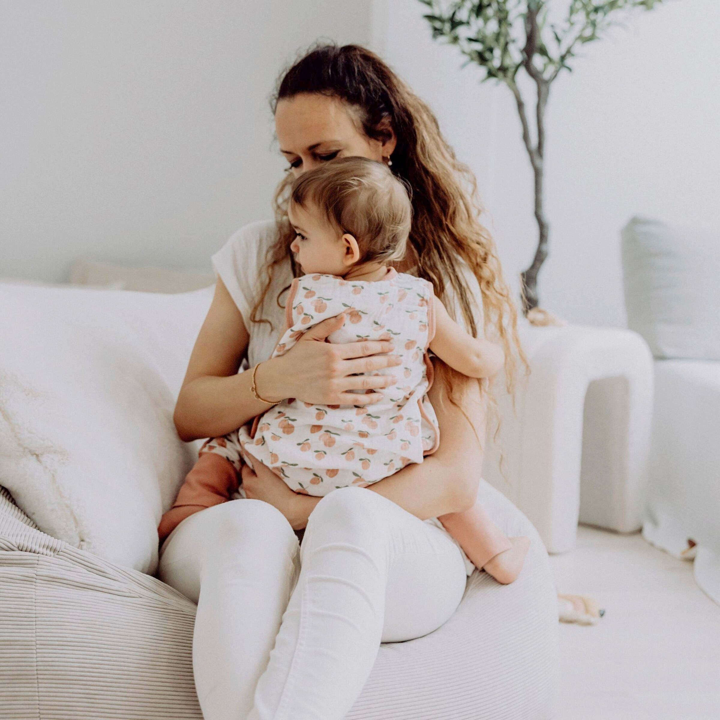 emma & noah Sommer-Sleepoverall Musselin 0.5 TOG rosa / Aprikose