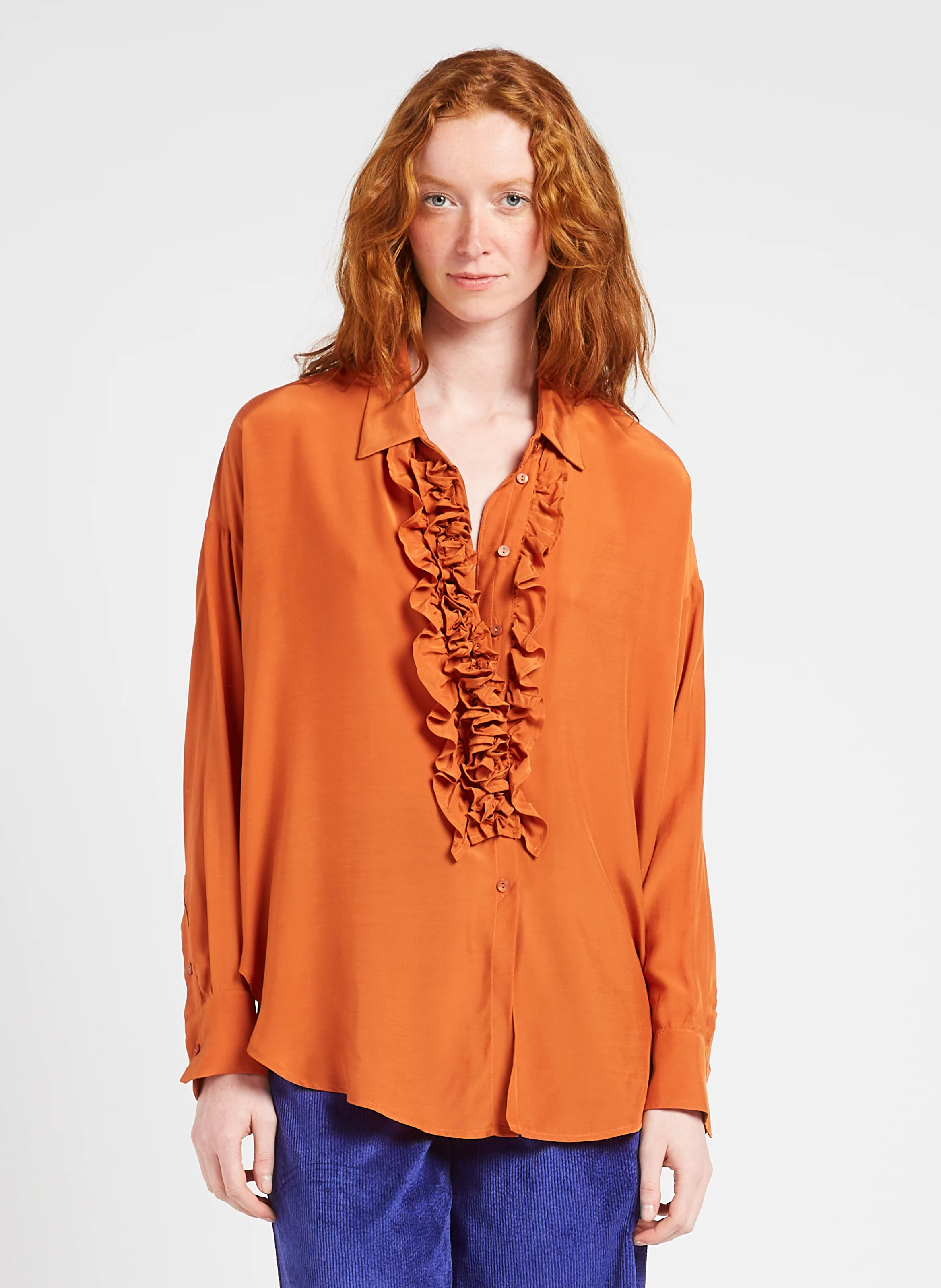 BILANCIA - Chemise droite à volants| Orange