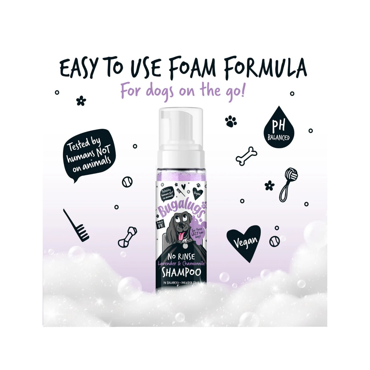 Bugalugs Lavendeltraum – No-Rinse Katzenshampoo mit Lavendel & Kamille