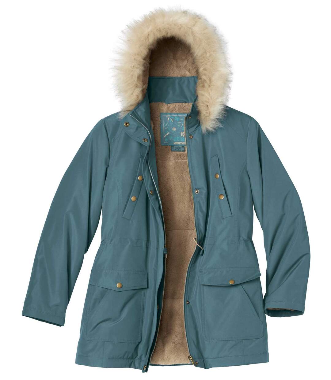 Parka Fourrée à Capuche Fausse Fourrure