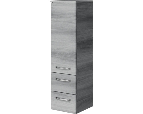 Pelipal Kumba badkamermeubelset (B x H x D): 137 x 200 x 50 cm, grafiet getextureerde fronten, 5-delige set inclusief mineraal gegoten wastafel, halfhoge kast, onderkast en bovenkast (99.770126193)