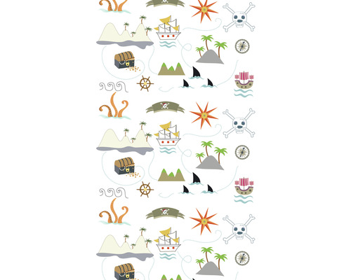 Vliesbehang 39192-1 The Wall II Kinderpiraat Eiland Wit Veelkleurig 3-delige set 159 x 280 cm