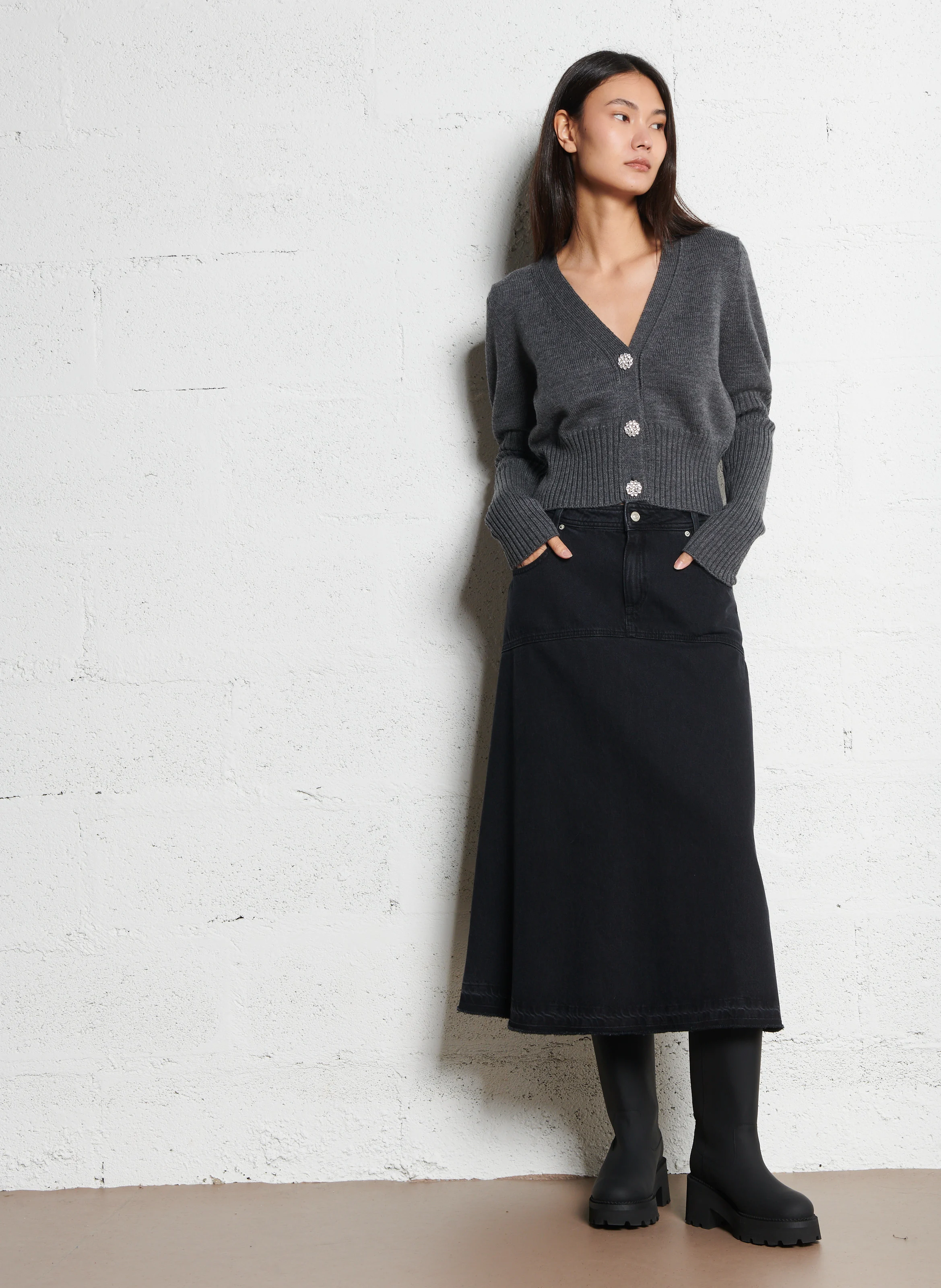 CLAINE - Bottines crantées en cuir| Noir