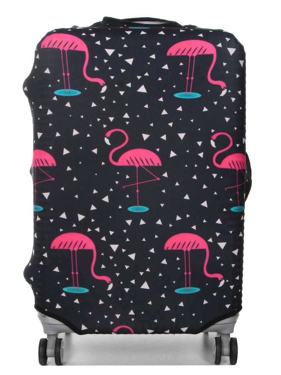 Housse de valise Periea Black with Pink Flamingos M