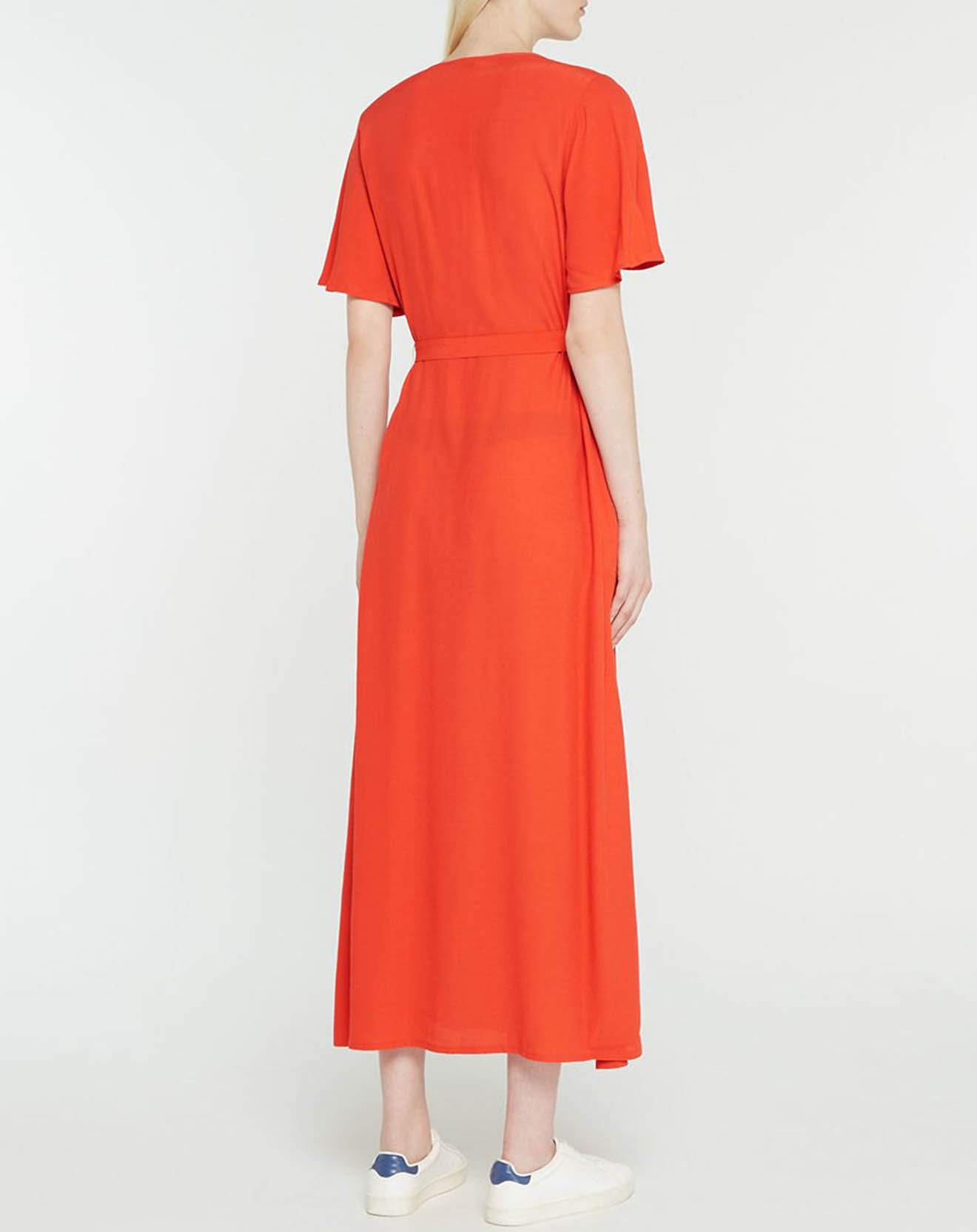 Galeries Lafayette Robe longue Catherine à Col V orange