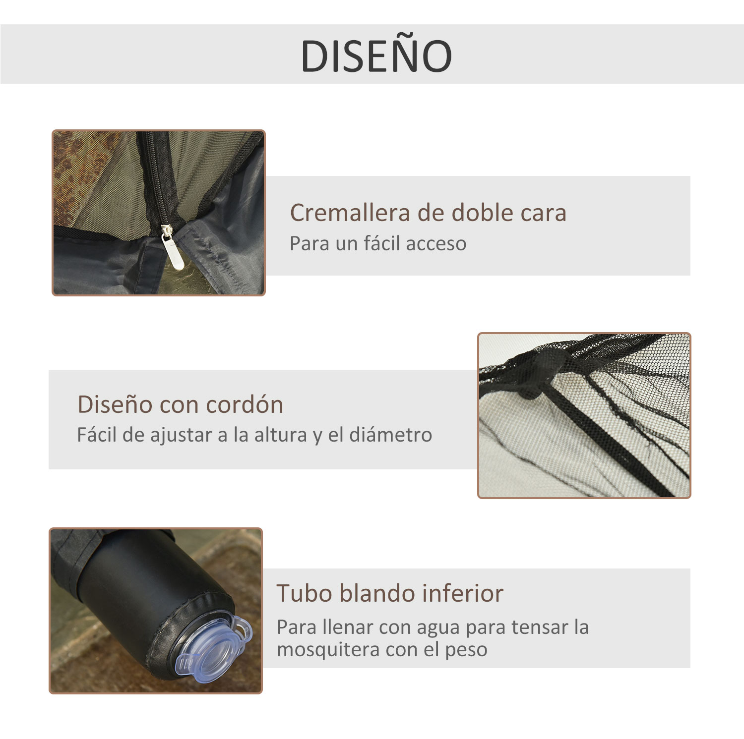Mosquiteiro Outsunny para guarda-sol, preto