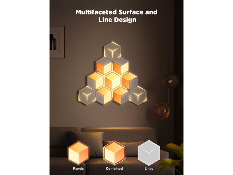Govee Panelleuchte Glide Hexa Ultra, 7er-Pack, RGBIC Innovative 3D-Lichtpaneele