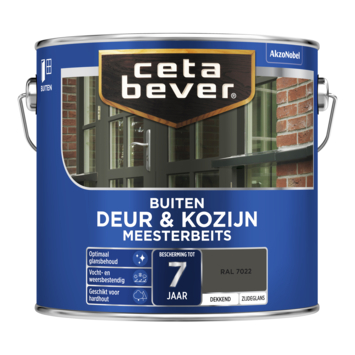 CetaBever Meesterbeits Deur & Kozijn zijdeglans dekkend RAL 7022 ombergrijs 2,5 liter