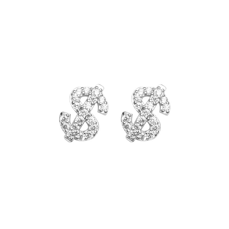 Tinseltown - Dollar Sign Rhinestone roestvrijstalen oorknop