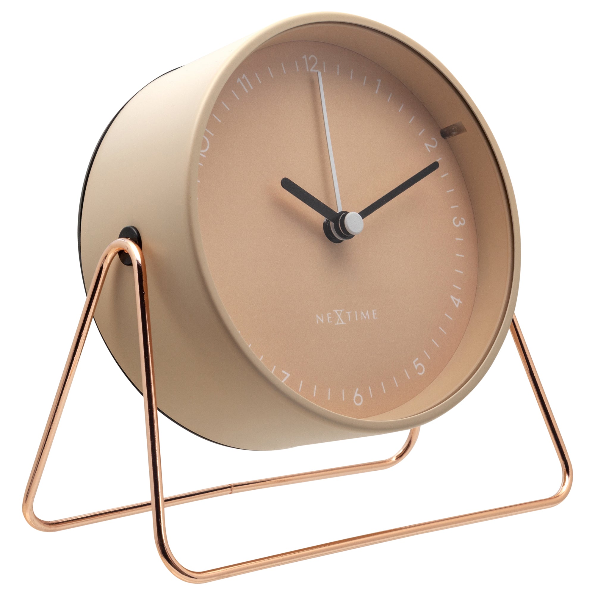 NeXtime - Tafel Wekker 14x13x7cm-Stil-Roze-Metaal-NeXtime 