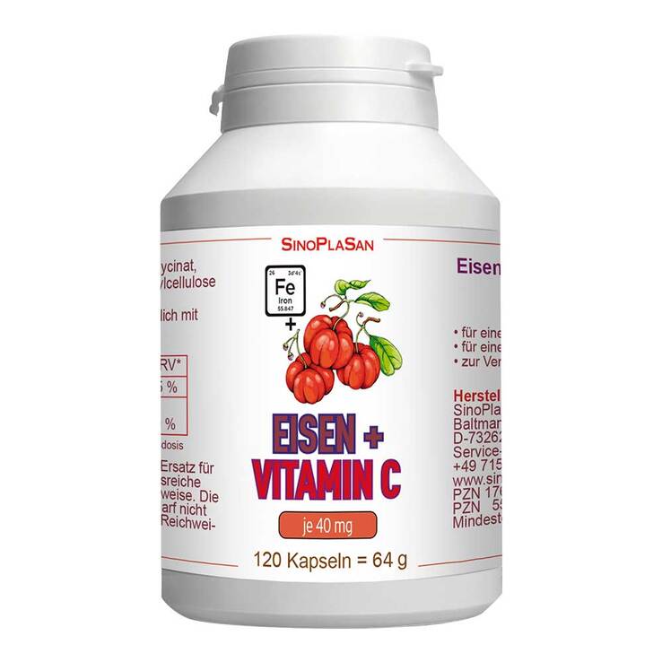 Eisen 40 mg + Vitamin C 40 mg Kapseln, 120 St