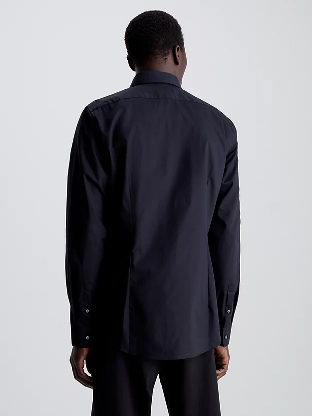 Camisa justa de popeline elástica