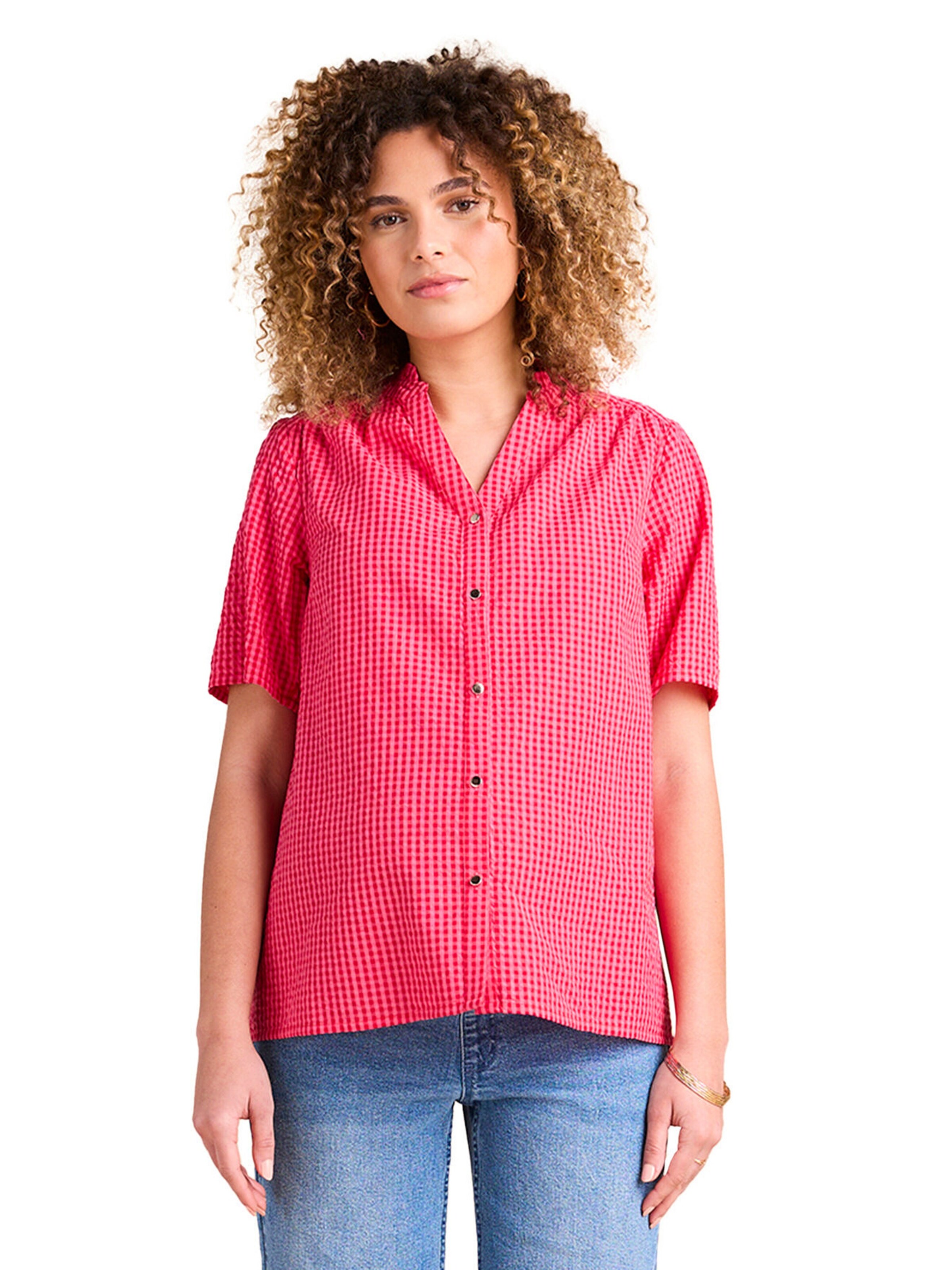 Envie de Fraise Seersucker-Hemdbluse für Schwangerschaft und Stillzeit rosa