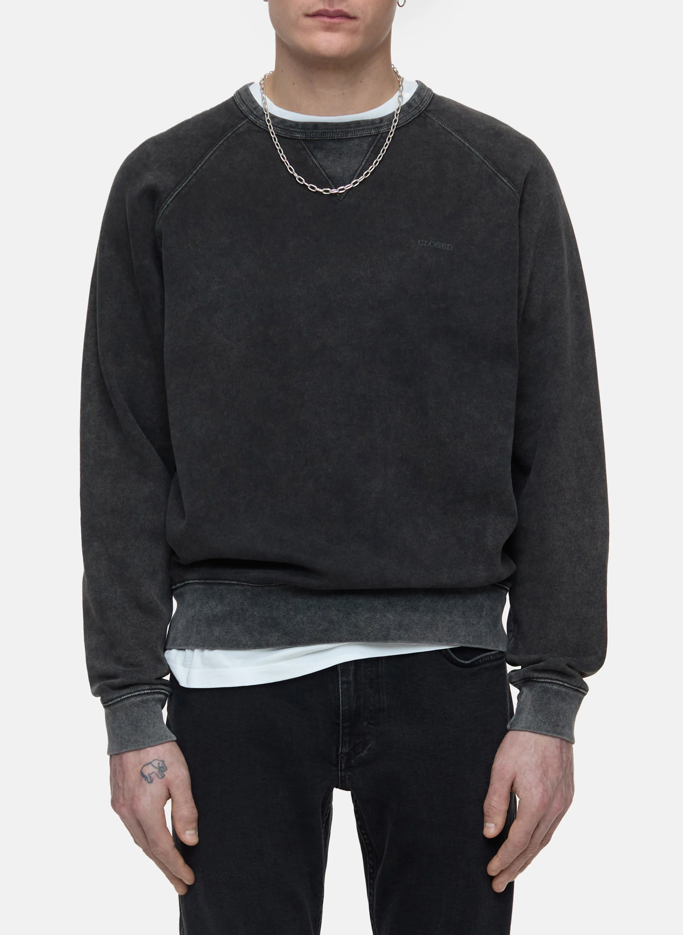 Sweat ample col rond en coton | Noir