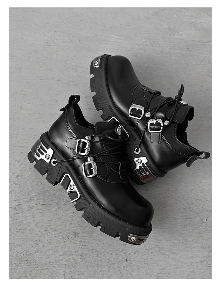 Malnia Home - Punk Platform Buckled Lace Ups