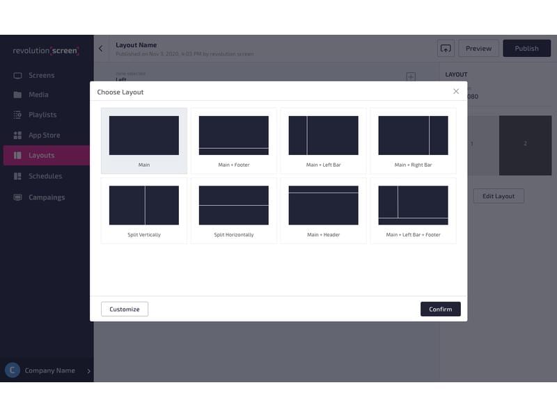 revolutionSCREEN Digital Signage Software revolutionScreen RevolutionSCREEN Digital Signage Software – Die neue und effiziente Art, digitale Displays zu bewirtschaften