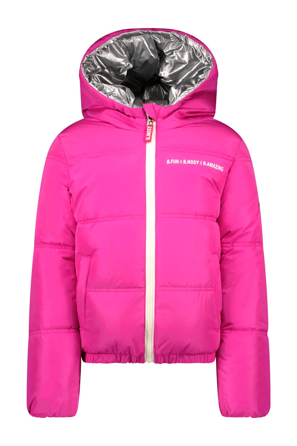 B.Nosy reversible gewatteerde winterjas Jacky felroze/zilver