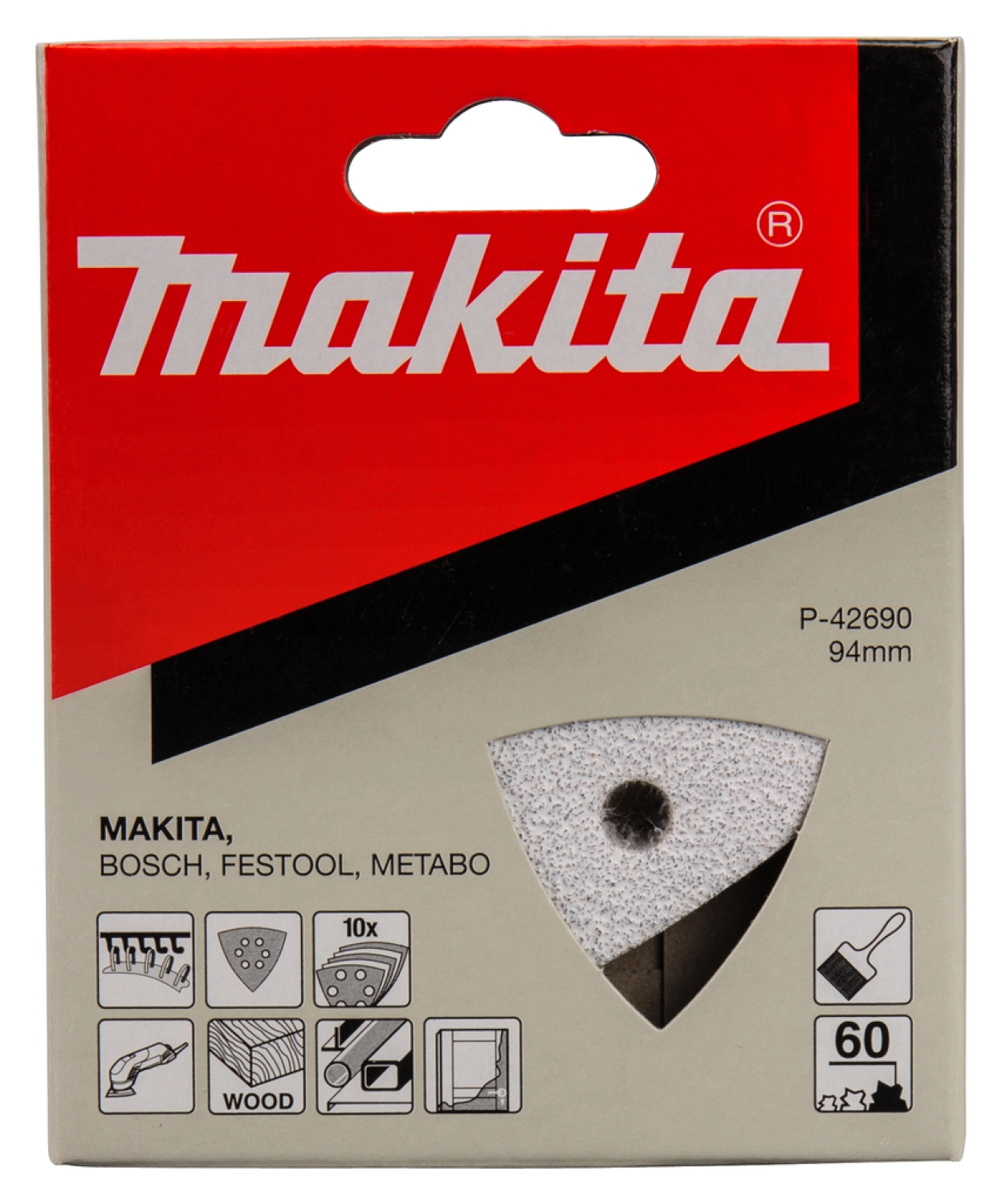 Makita P-42690 Deltaschuurvel White - K60 - 94x94x94mm (10st)