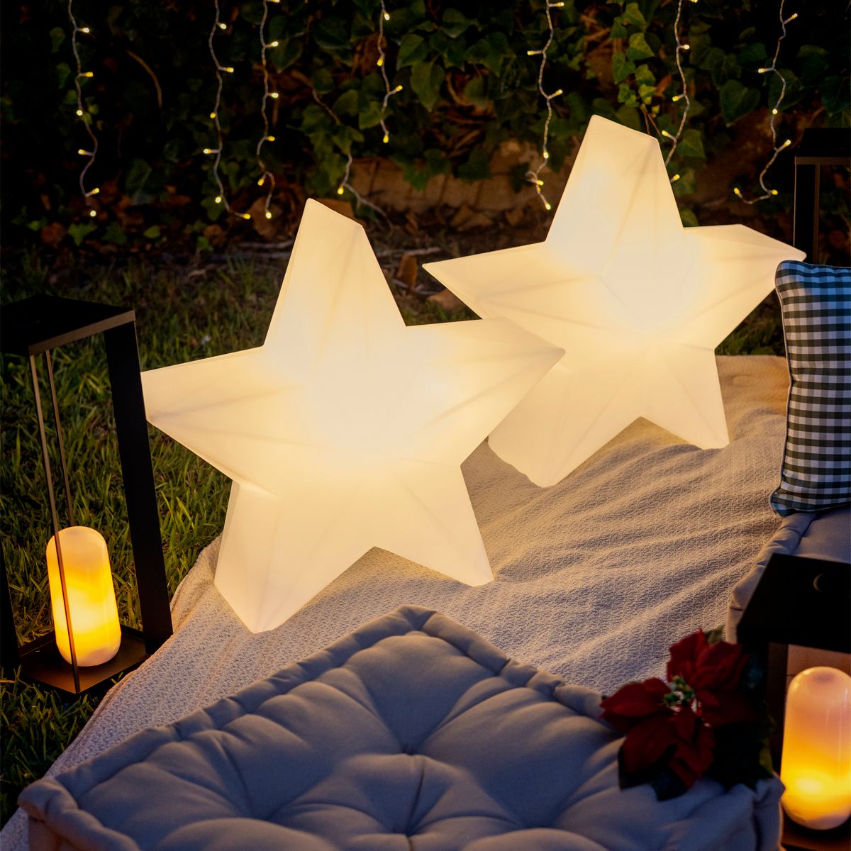 Kerst vloerlamp wit 60cm incl. LED oplaadbaar RGBW - Nova