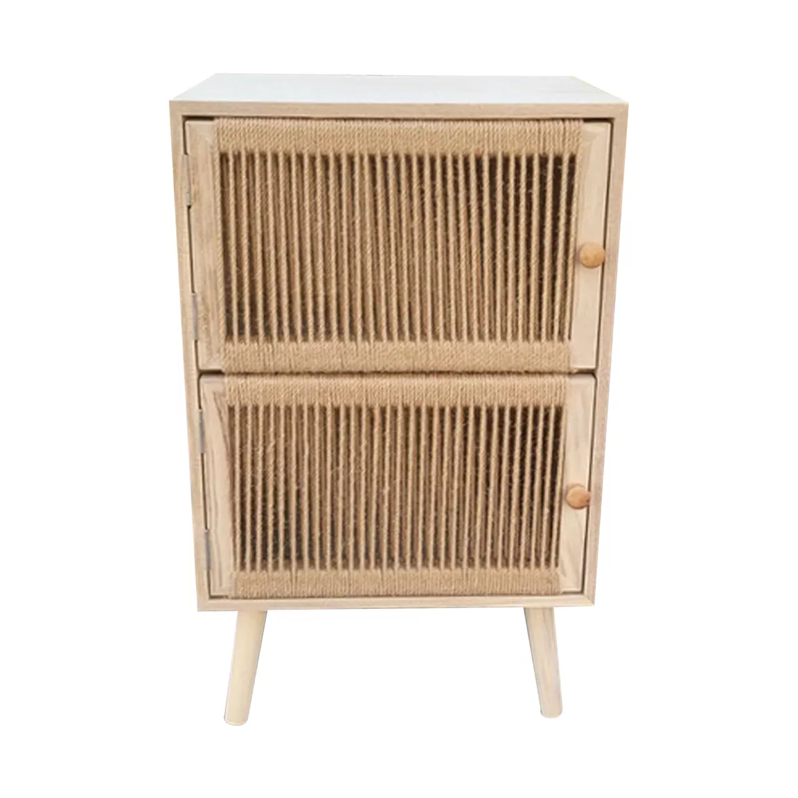 Table d'appoint bois et corde de chanvre (H65 cm) Double Manille Beige
