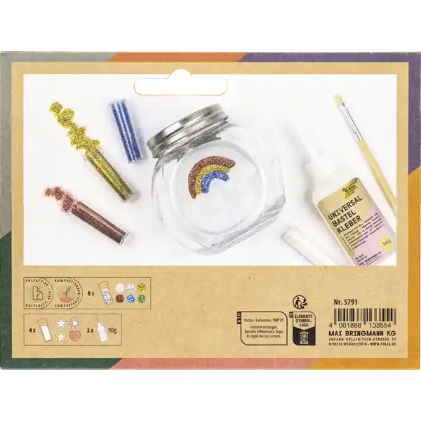 BIO Glitter-Set, 10 Dosen +1 Kleber 90g