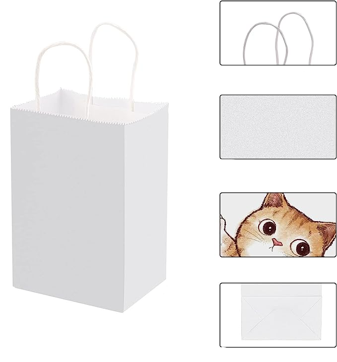 (20er Set) 33x26cm Kraftpapier Tüten Geschenktasche Candy Gift Bags Papiertüten - Weiss