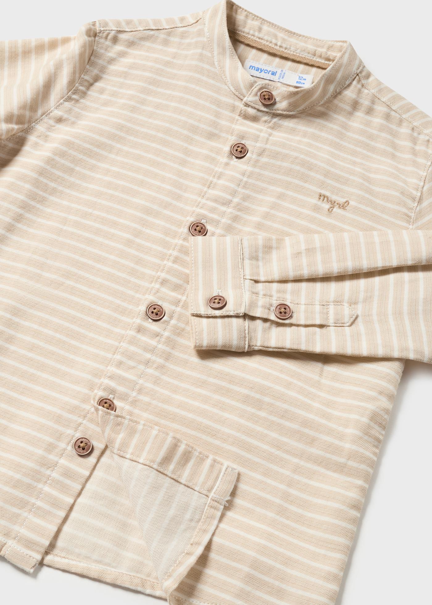 Camisa mandarim listrada de algodão sustentável para bebê