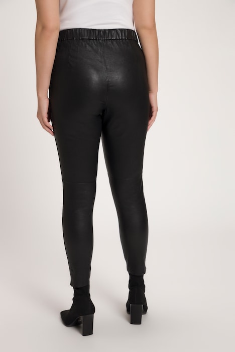 Stretchleder-Hose, schmales Bein, Elastikbund