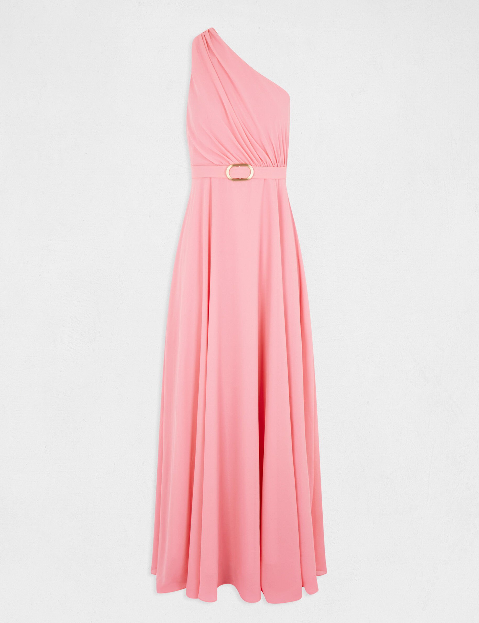 Robe longue évasée asymétrique rose clair femme - rose_clair