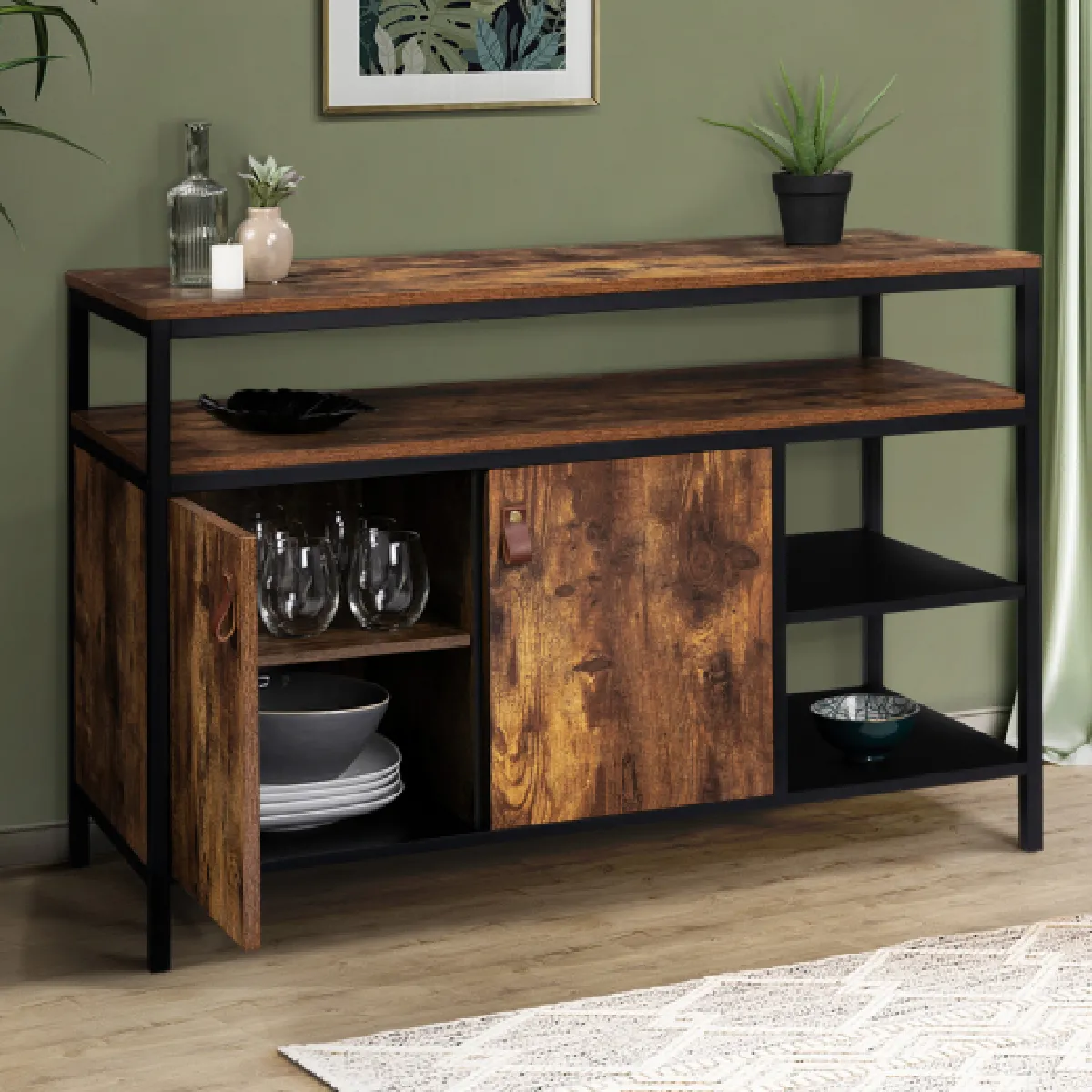 Idmarket Buffet CHICAGO 100 cm - Bois/métal