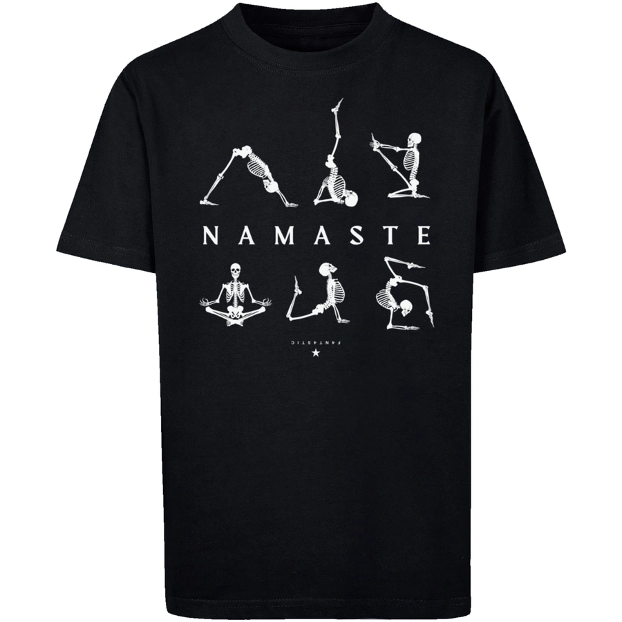 F4NT4STIC T-Shirt Namaste Yoga Skelett Halloween schwarz