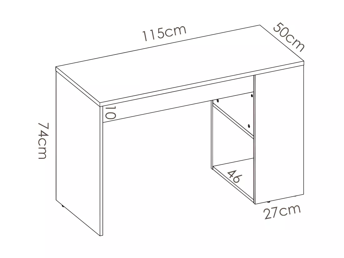 Bureau avec rangements INES - Coloris : Chêne et Blanc