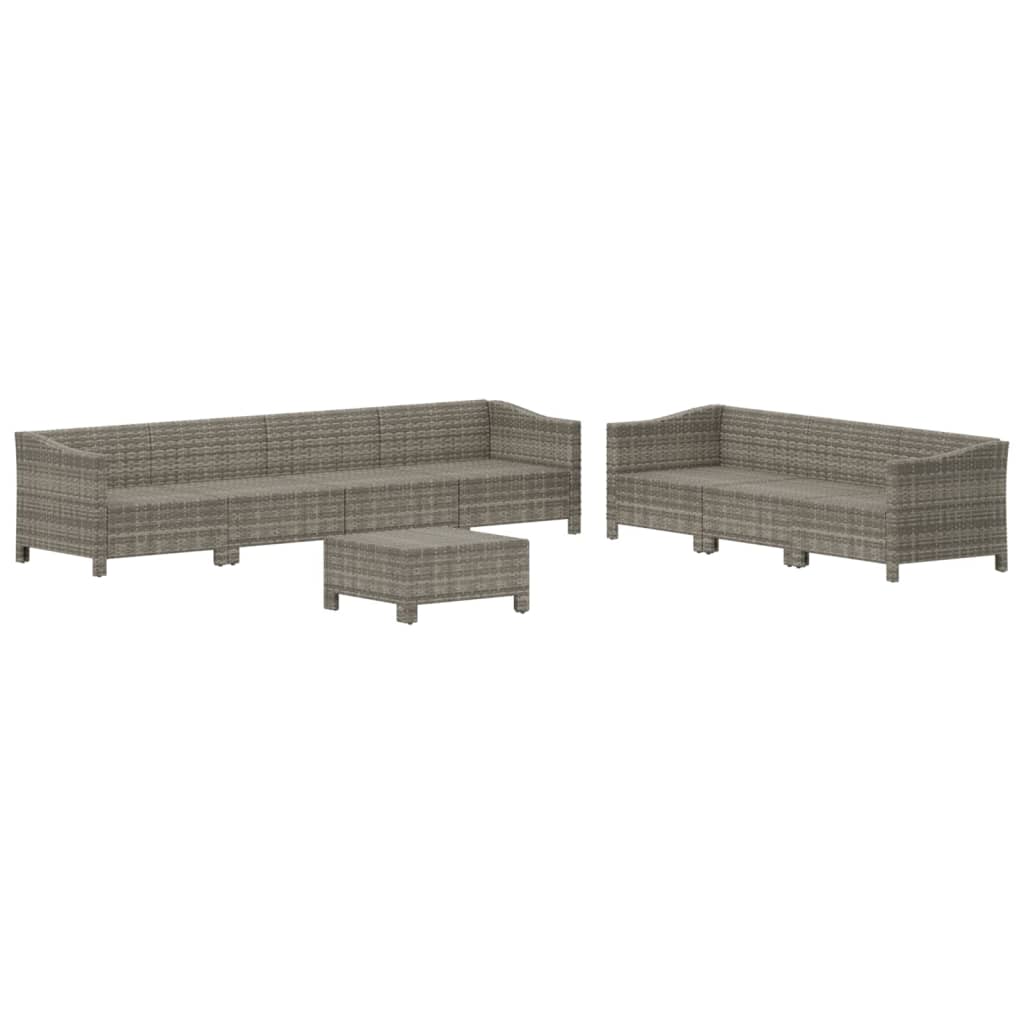 Salon de jardin meuble d'extérieur ensemble de mobilier 8 pièces avec coussins gris résine tressée