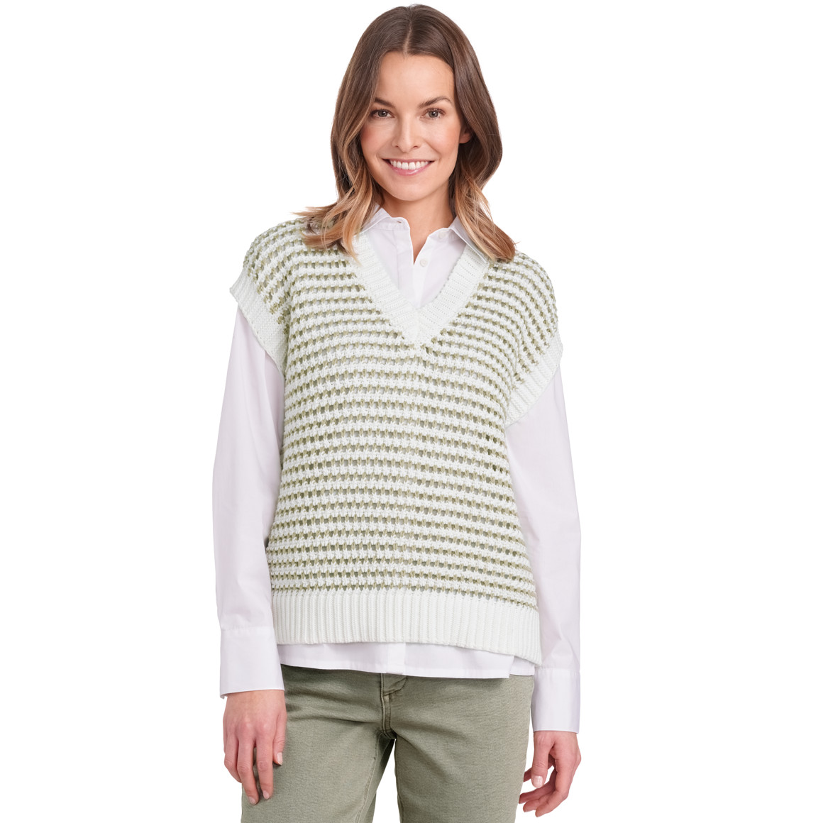 Gina Benotti Damen Pullunder aus Lochstrick cremeweiss / beige