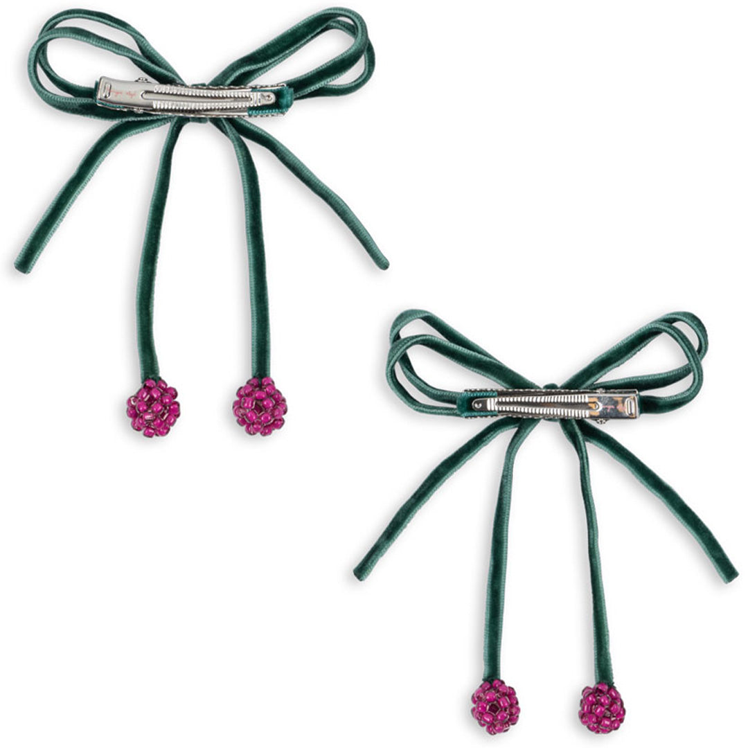 konges sløjd haarclips cherry bow - smoke pine - 2st