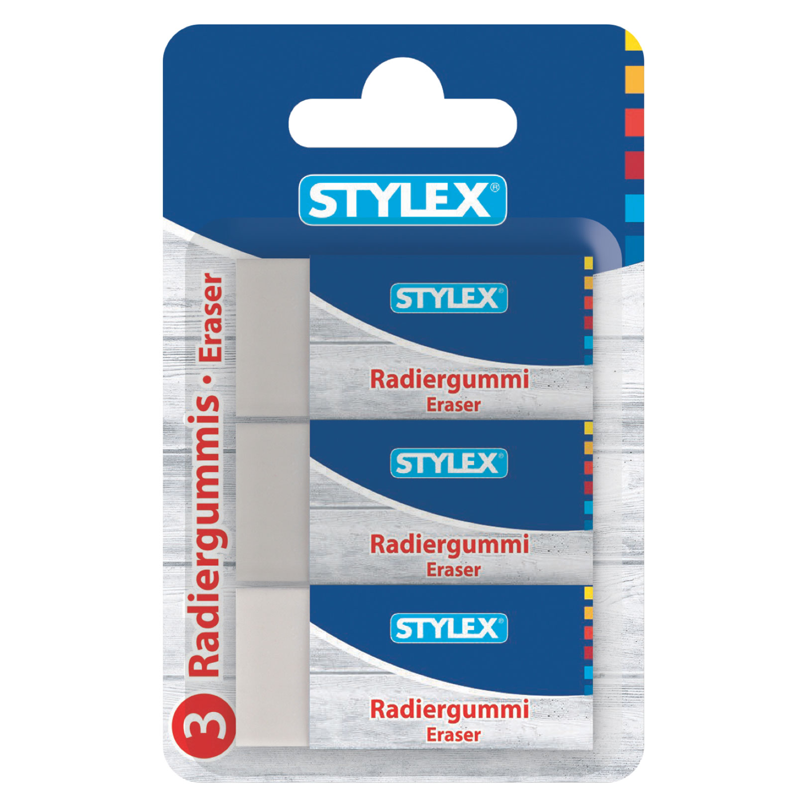 3er Radiergummi-Set - weiß - mit Pappbanderole