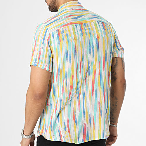 Chemise Manches Courtes Blanc Bleu Jaune Rouge